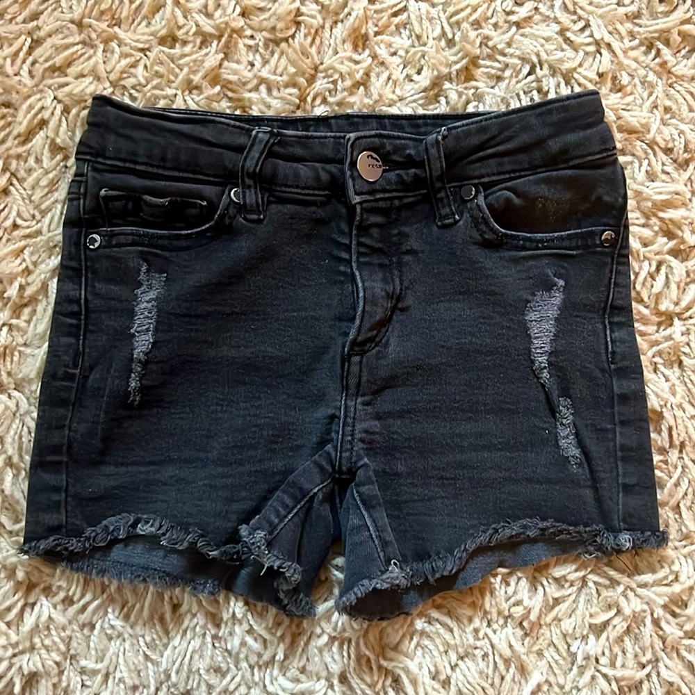 Joes Jeans Girls black distressed denim shorts size 10